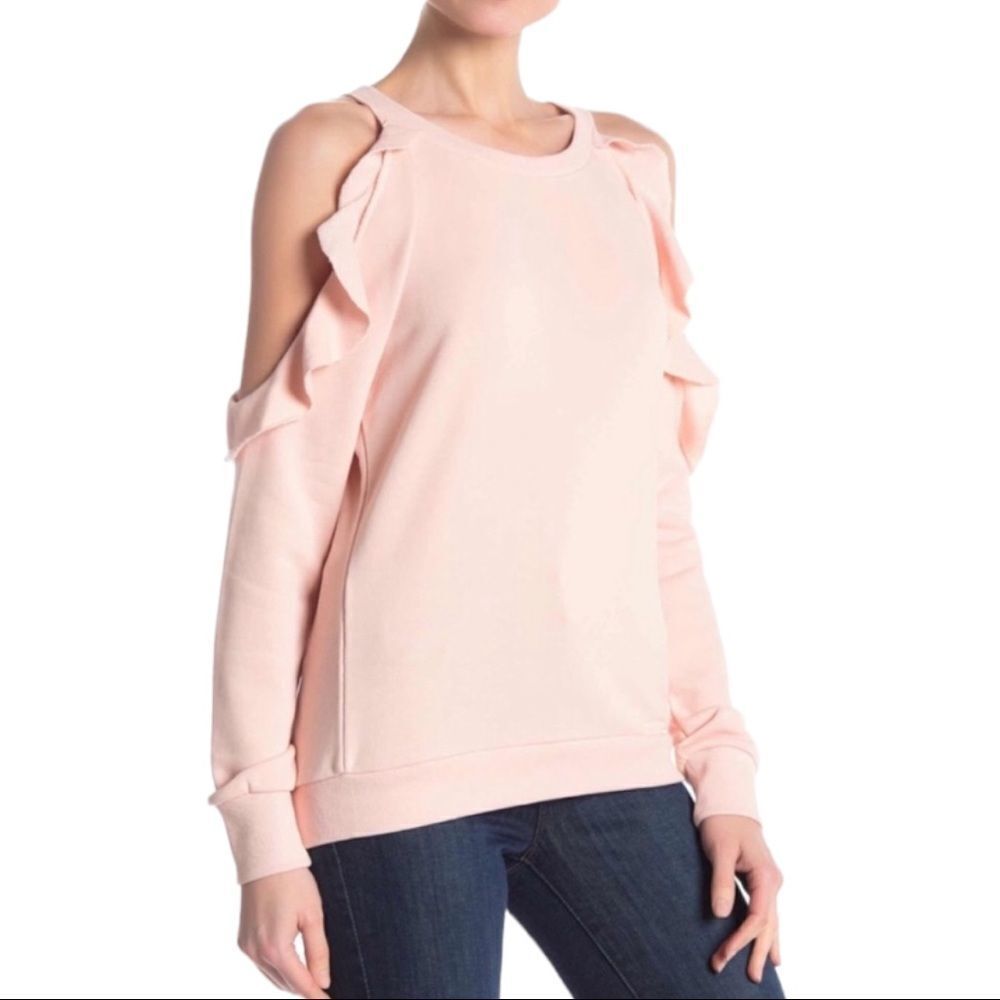 💕 Central PARK WEST REVOLVE sweatshirt cold shoulder ruffle detail small S NWT